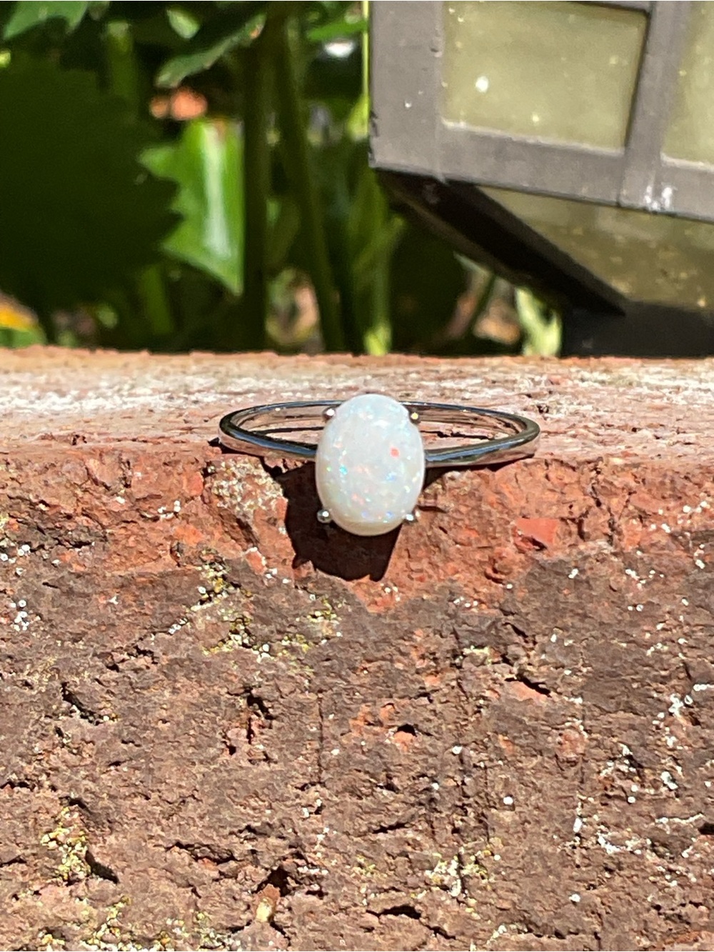 White Fire Opal .925 Silver Ring